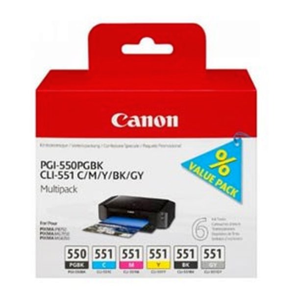 Canon PGI-550PGBK/CLI-551 - original blkpatron - PGBK/C/M/Y/BK/GY