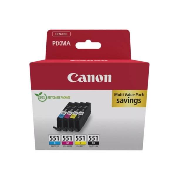 Canon CLI-551 Multipack - blkpatron - 7ml - original - Sort, Cyan, Magenta, Yellow