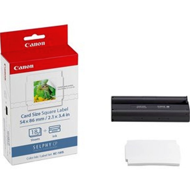 Canon KC-18IS - CP-100 mini labels - 22x17 cm - blk+papir - Hvid - 18 labels