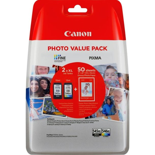 Canon PG-545XL/CL-546XL Foto ValuePack - blkpatron - original - S/C/M/Y + 50 stk. fotopapir