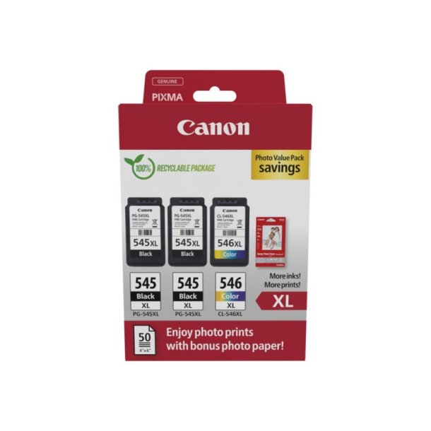 Canon PG-545XL x2 /CL-546XL Foto ValuePack - blkpatron - original - S/C/M/Y + 50 stk. Fotopapir