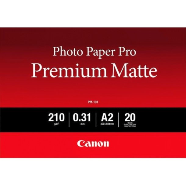 Canon A2 Pro Premium PM-101 - Glat mat - varm hvid - 420mm x 594mm - 210 g/m&sup2; - 20 ark fotopapir