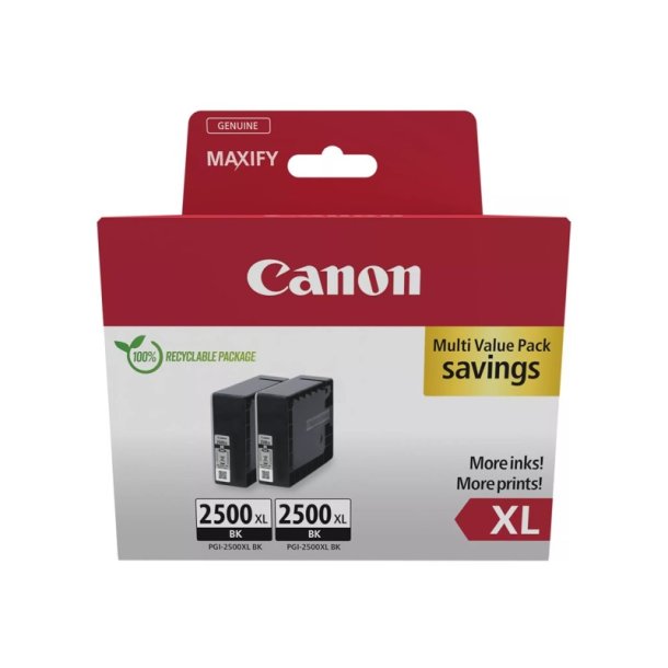 Canon PGI-2500BK XL Twin Pack - blkpatron - 70,9ml - original - Sort