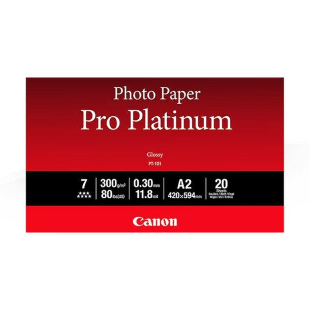 Canon A2 Fotopapir Pro Platinum 1107C - Glat Glossy - 420mm x 594mm - 300 g/m&sup2; - 20 ark fotopapir