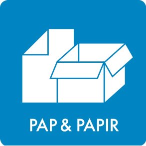 Piktogram - Pap & papir - bl� - til inde og ude - 12x12 cm - Dansk affalds Forening