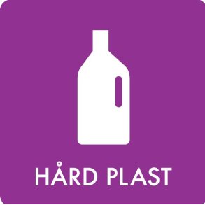 Piktogram - H�rd plast - lilla - til inde og ude - 12x12 cm - Dansk affalds Forening