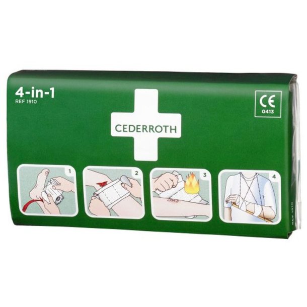 Cederroth Blodstoppere - 4 i 1 - stor - 1 stk. kompres, 2 stk. elastiske engangsbandager