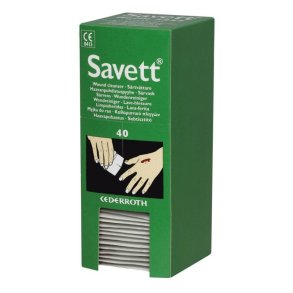 Cederroth Savett S�rrens servietter - Steril fysiologisk saltvandsopl�sning - 40 stk. - 11x12 cm.