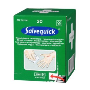 Cederroth Salvequick S�rrens - steril fysiologisk saltopl�sning - 20 stk. - M�l: 11x12 cm.
