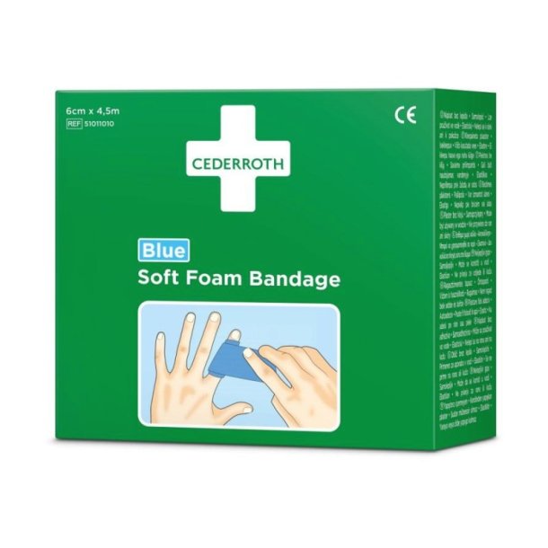 Cederroth Soft Foam Bandage Bl - selvklbende uden lim - fungere i vand - 6cmx4,5m