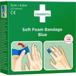 Cederroth Soft Foam Bandage - Bl - selvklbende uden lim - fungere i vand - 3 cmx4,5 m