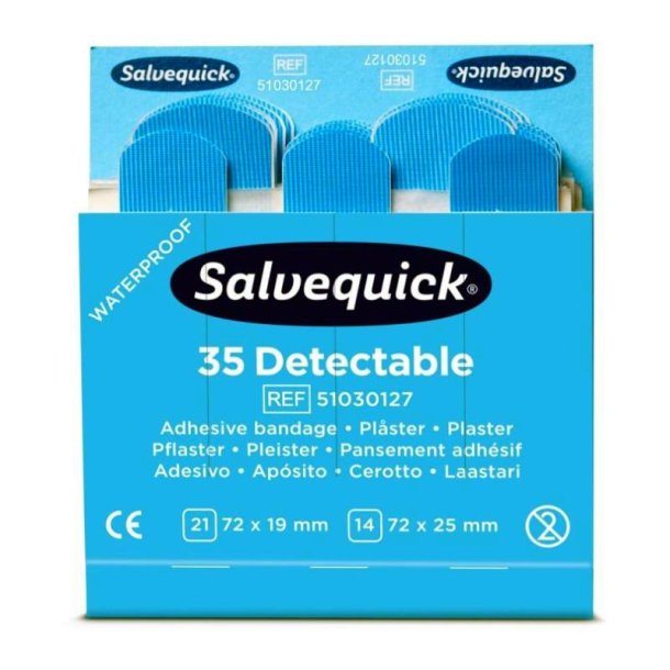 Cederroth Salvequick - sporbar Plaster bl - 35 plastre refill pakke