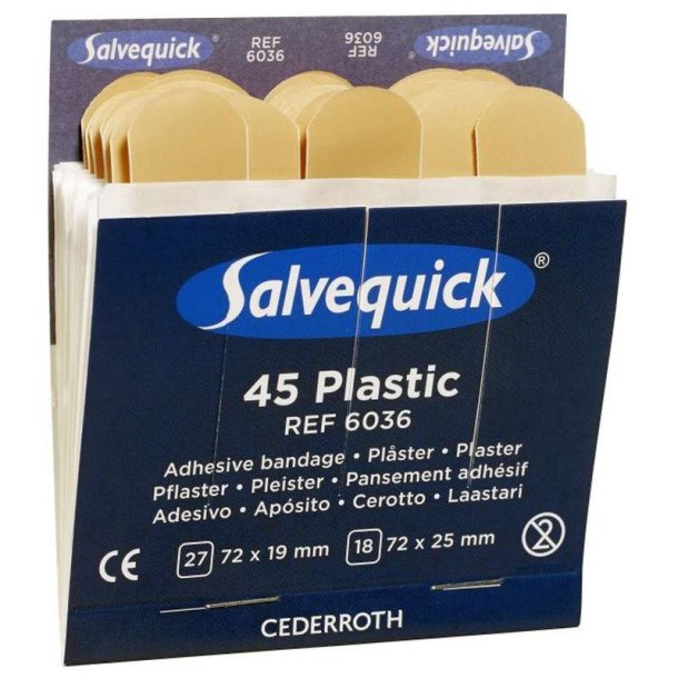 Cederroth Salvequick - plast Plaster - 45 plastre refill pakke