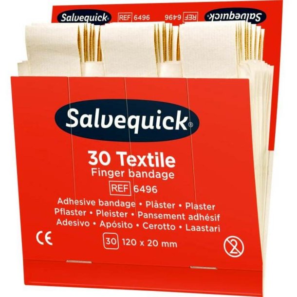 Cederroth Salvequick - tekstil Plaster - ekstra lange - 30 plastre refill pakke