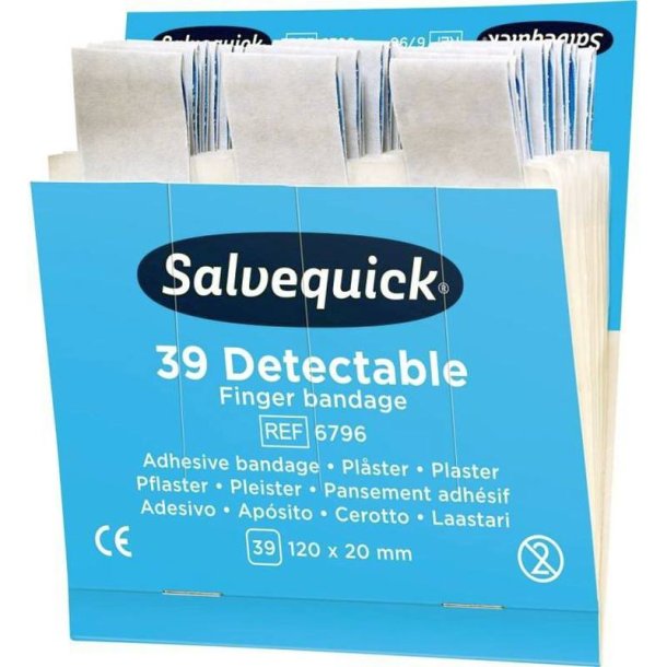 Cederroth Salvequick - sporbar Plaster bl - ekstra lange - 39 sterile plastre refill pakke