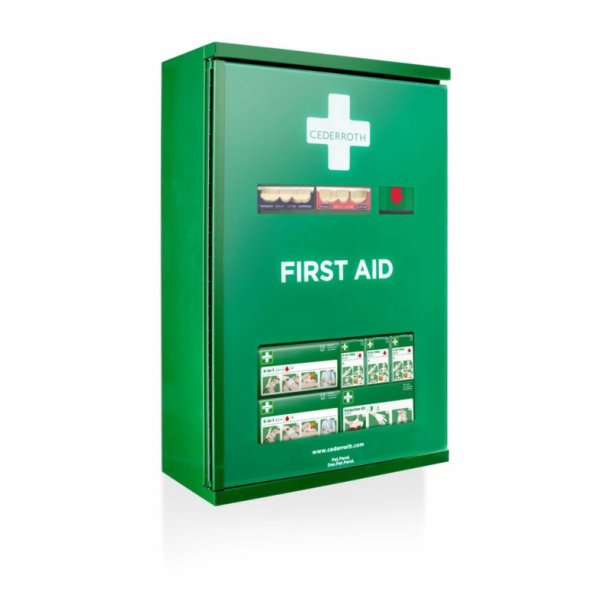 Cederroth F�rstehj�lpsstation med indhold - Dobbeltd�r skab