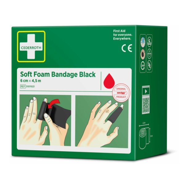 Cederroth Soft Foam Bandage sort - 6cm selvkl�bende bandage