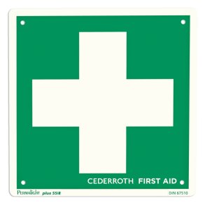 Cederroth f�rstehj�lp skilt - 20x20cm selvlysende 2-sidet