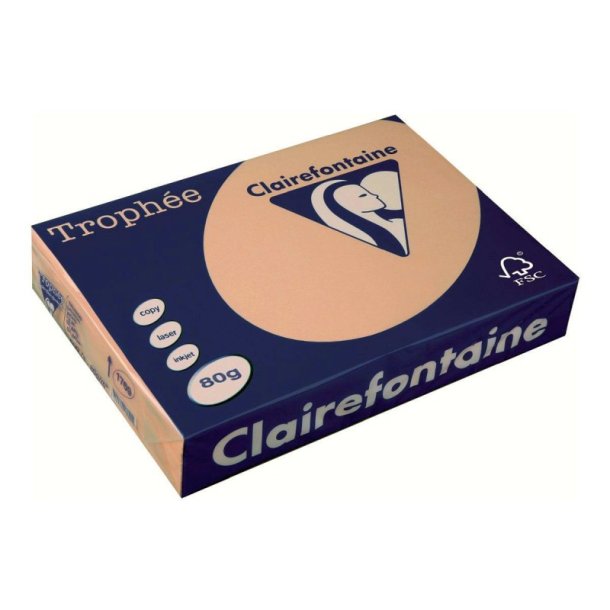 Clairefontaine Trophee farvet papir - A4 - 80g - Laksefarve - 500 ark