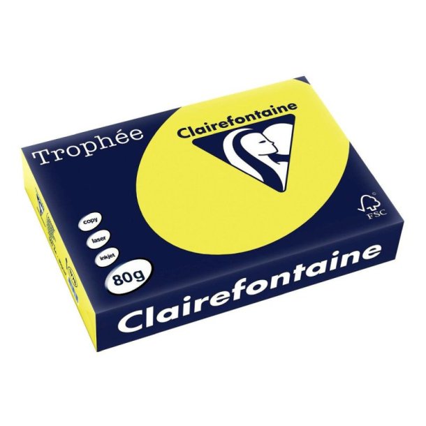 Clairefontaine Trophee farvet papir - A4 - 80g - Citron - 500 ark