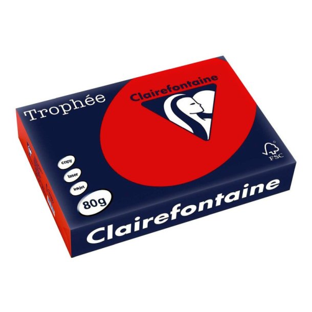 Clairefontaine Trophee farvet papir - A4 - 80g - Kirsebr - 500 ark