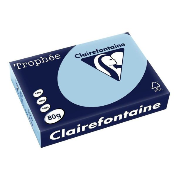 Clairefontaine Trophee farvet papir - A4 - 80g - Lys bl - 500 ark