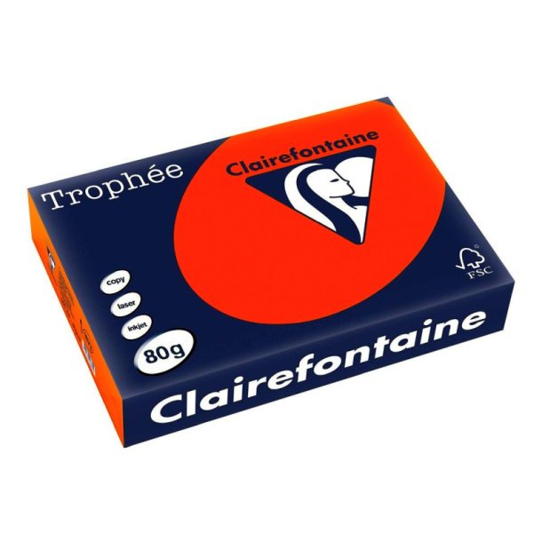 Clairefontaine Trophee farvet papir - A4 - 80g - Kardinal - 500 ark