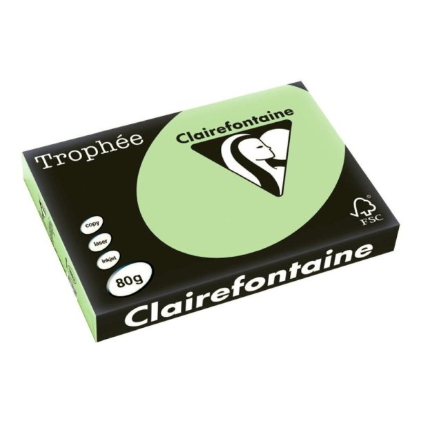 Clairefontaine Trophee farvet papir - A3 - 80g - sgrn - 500 ark