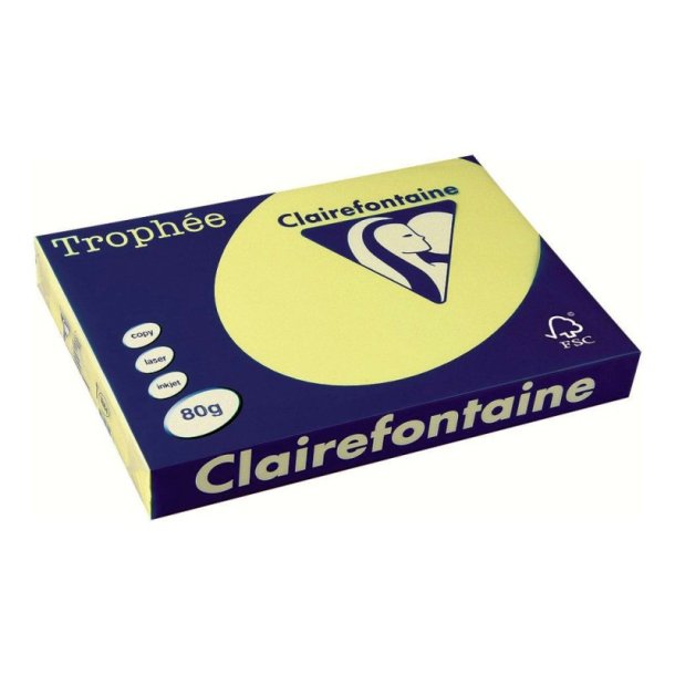 Clairefontaine Trophee farvet papir - A3 - 80g - lys gul - 500 ark