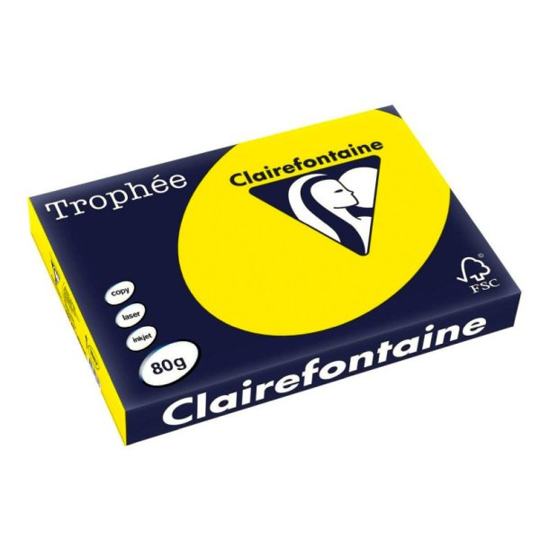 Clairefontaine Trophee farvet papir - A3 - 80g - Kanarie - 500 ark