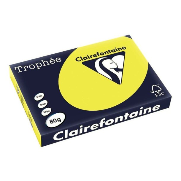 Clairefontaine Trophee farvet papir - A3 - 80g - citron - 500 ark