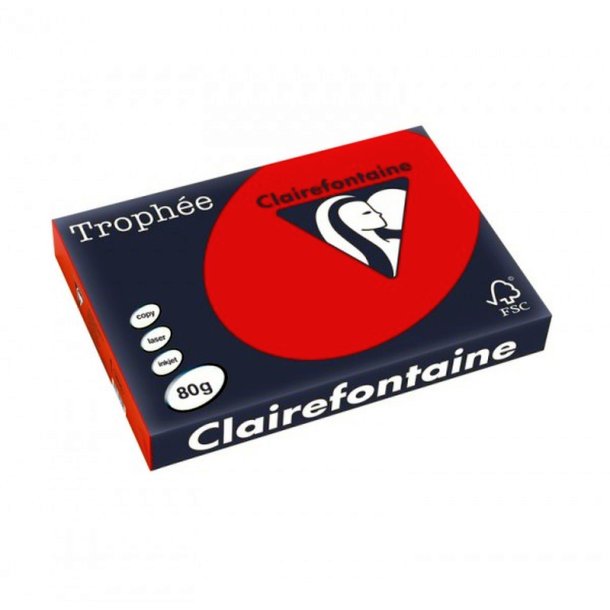 Clairefontaine Trophee farvet papir - A3 - 80g - kirsebr - 500 ark