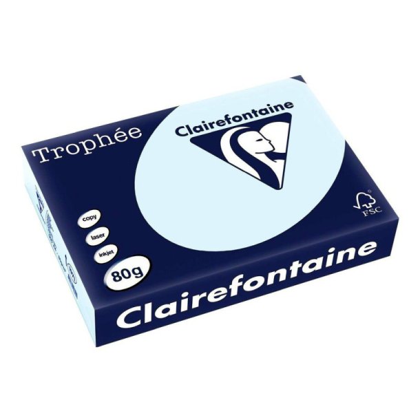 Clairefontaine Trophee farvet papir - A4 - 80g - Azur - 500 ark