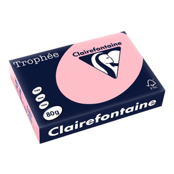 Clairefontaine Trophee farvet papir - A4 - 80g - Rosa - 500 ark