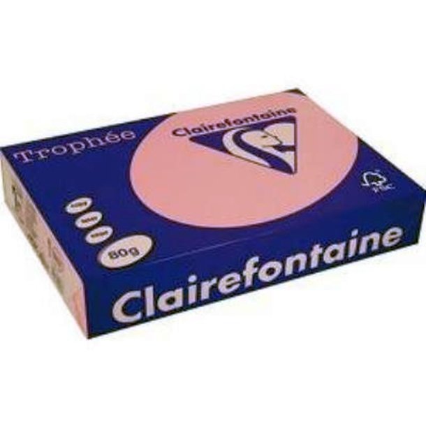 Clairefontaine Trophee farvet papir - A4 - 80g - Gl. - Rosa - 500 ark