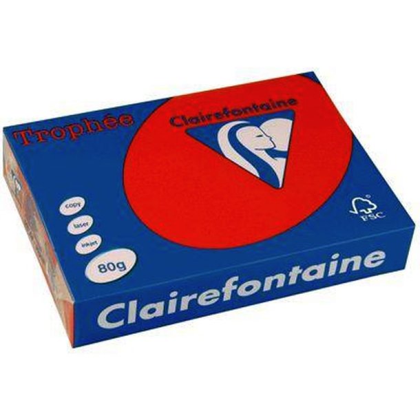 Clairefontaine Trophee farvet papir - A4 - 80g - Kardinal - 500 ark