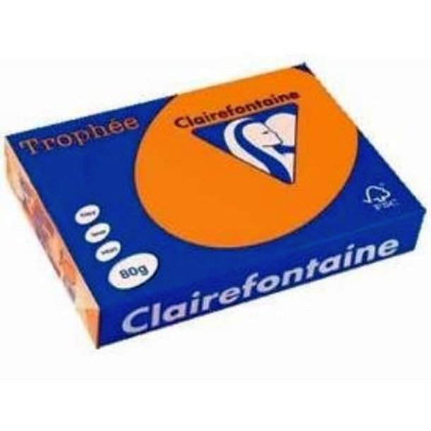 Clairefontaine Trophee farvet papir - A3 - 80g - Neon orange - 500 ark