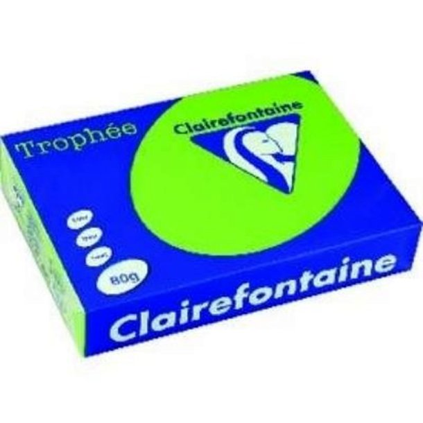 Clairefontaine Trophee farvet papir - A3 - 80g - Neon grn - 500 ark