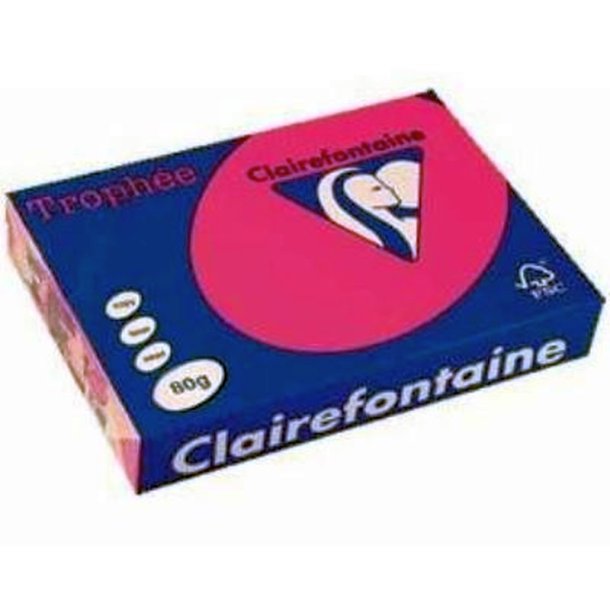 Clairefontaine Trophee farvet papir - A3 - 80g - Neon pink - 500 ark