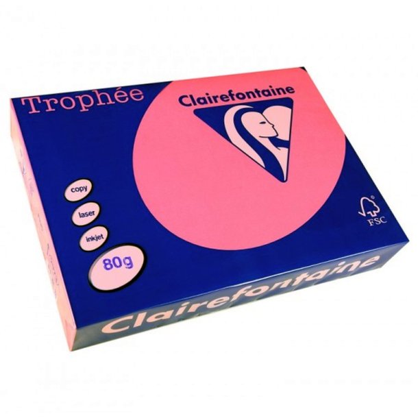 Clairefontaine Trophee farvet papir - A4 - 80g - Pink - 500 ark