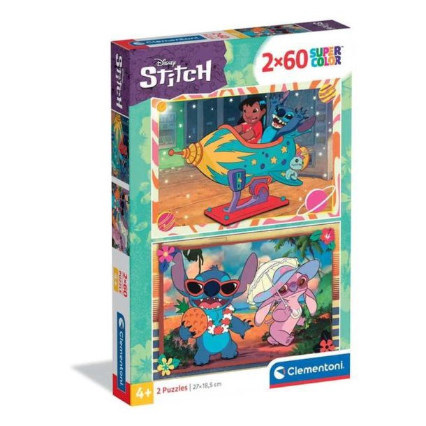 Clementoni puslespil 2 x 60 brikker - Disney Stitch