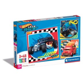 Clementoni puslespil 3 x 48 brikker - Hotwheels