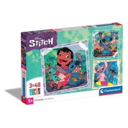 Clementoni puslespil 3 x 48 brikker - Disney Stitch
