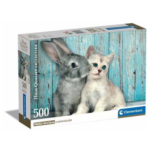 Clementoni puslespil 500 brikker - CB HQC Cat and Bunny