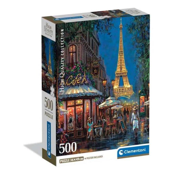 Clementoni puslespil 500 brikker - CB HQC Night of the Eiffel Caf&eacute;