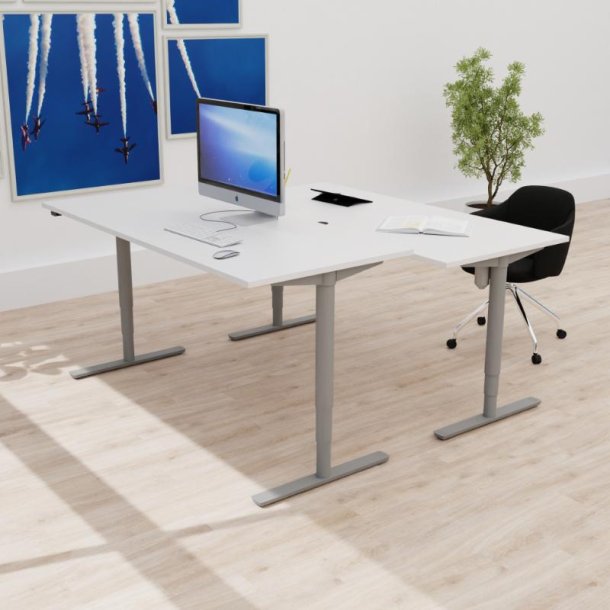 ConSet H�ve S�nkebord 140x80 - 501-49 - Hvid bordplade - s�lv stel