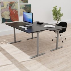 ConSet H�ve S�nkebord 180x80 - 501-49 - Sort bordplade - s�lv stel