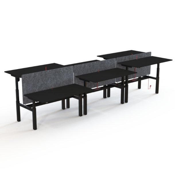 ConSet Dobbeltbord Bench 160x80 - 501-88 - Sort bordplade - sort stel