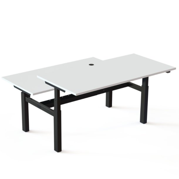 ConSet Dobbeltbord Bench 160x80 - 501-88 - Hvid bordplade - sort stel