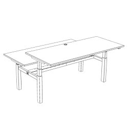 ConSet Dobbeltbord Bench 180x80 - 501-88 - Sort bordplade - sort stel